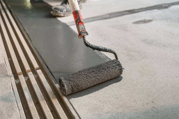 Manual worker installing non slip surface