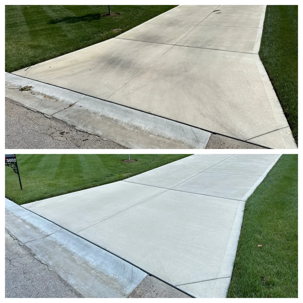 Before and after views of an Everseal concrete surface care project